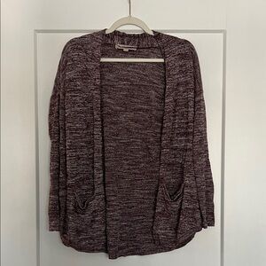 LOFT Burgundy Open-Front Cardigan